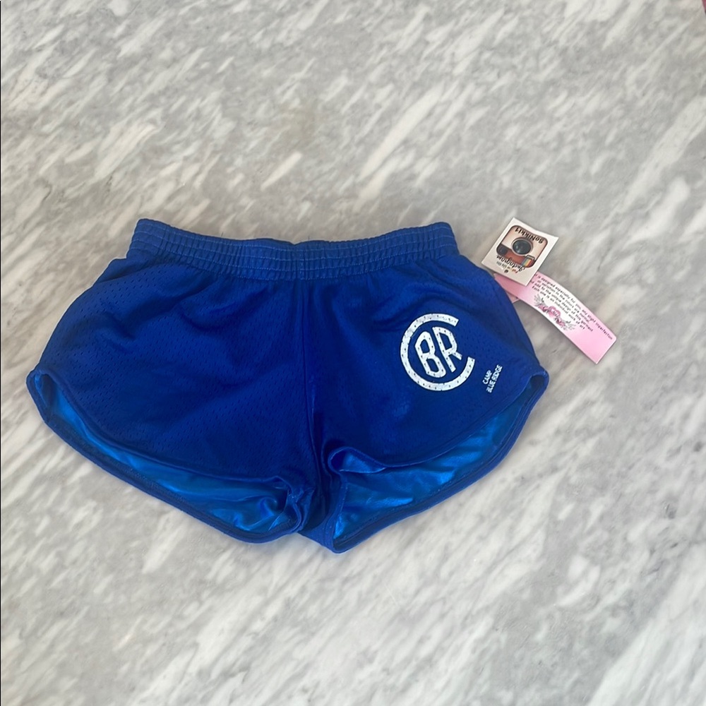 So Nikki Blue Dolphin Hem Athletic Shorts